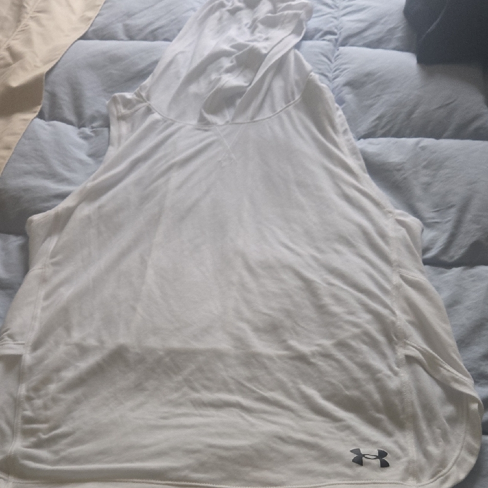 Under Armour Women's White Muscle Tee Hoodie